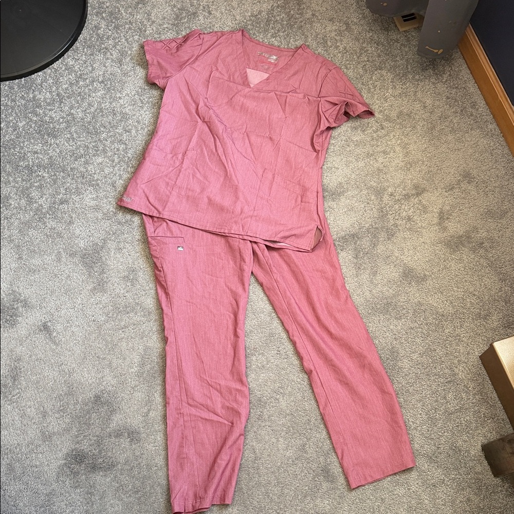 Grey Anatomy Pink V-Neck Scrub Set
